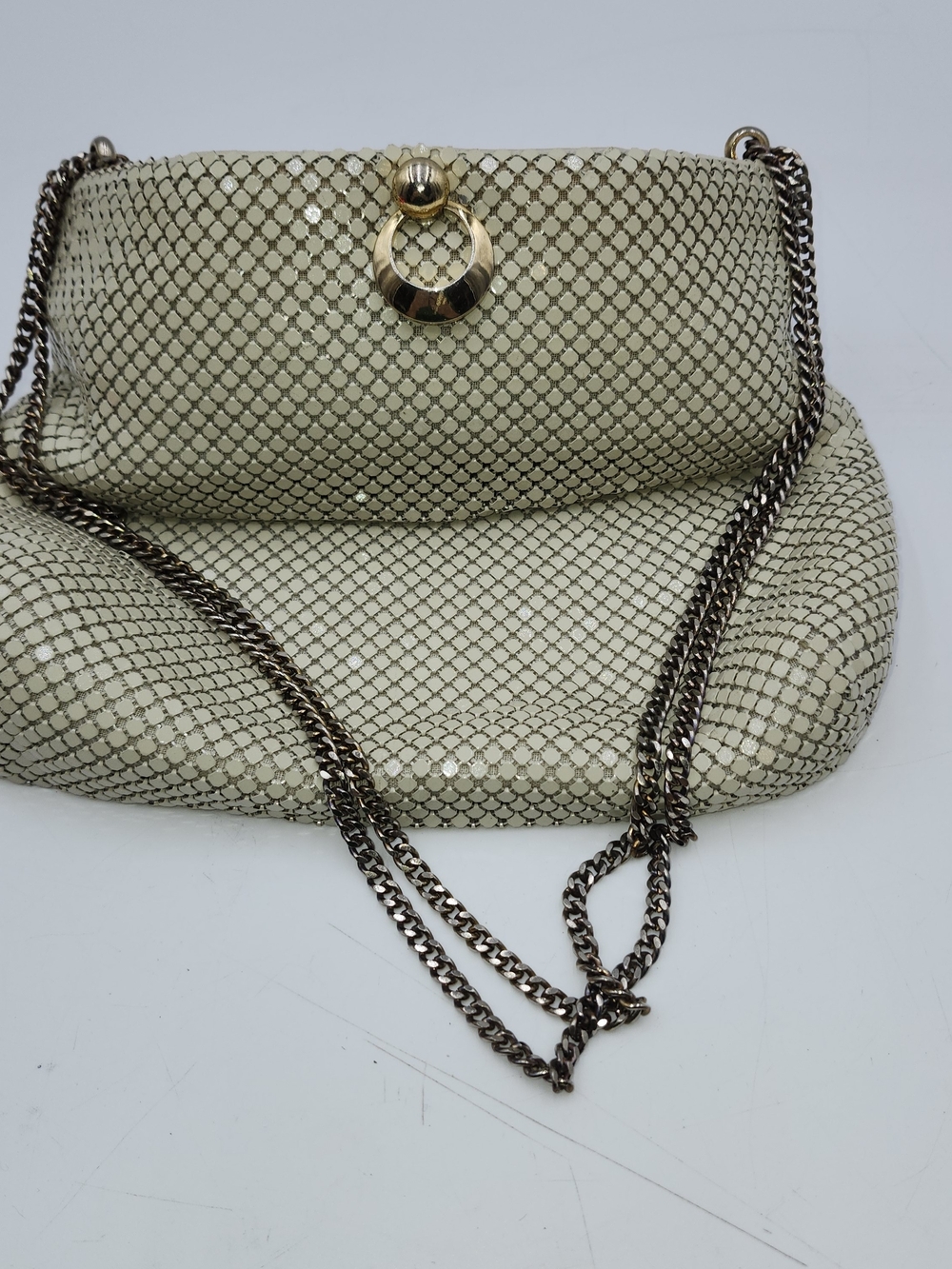 Vintage Metallic Mesh Shoulder Bag with Chain Strap Whiting & Davis